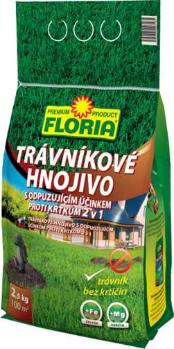 Trávnikové hnojivo s odpudzujúcim účinkom proti krtom 2,5kg Floria