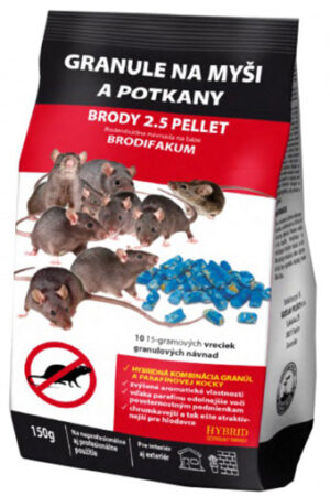 Brody granule 150g návnada na myši a potkany s najúčinnejšou látkou Brodifacuum.