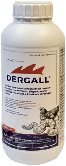 DERGALL 1 liter koncentrát proti roztočom u sliepok aj iných vtákov