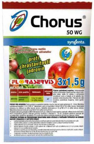 Chorus 50 WG 3x1,5g - chrastavitosť, monilióza, alternária, múčnatka jadrovín
