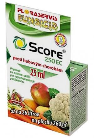 Score 25ml škvrnitosť listov, chrastavitosť jadrovín, hniloby zeleniny, Floraservis