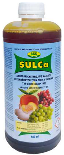 SulCa 500ml  na morenie cibúľ, účinok aj na chrastavitosť broskýň (podobné ako Sulka)