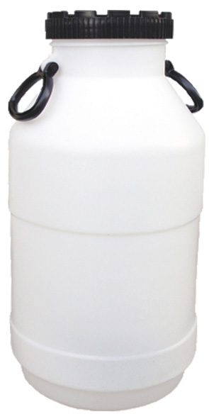 Nádoba 30L/barel/ biela, širokohrdlá, šrób.čierne veko 14,5 cm, 2 úchyty