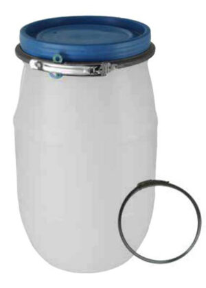 Nádoba / Barel 120 l s kovovou sponou biela, plast
