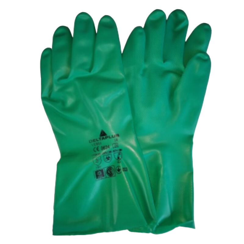 Rukavice Nitril.zelené 30cm.č.10, na prácu s chemik.a rozpúšť.