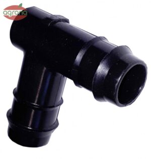 Koleno L 20x20mm na kvap.závl. čierne