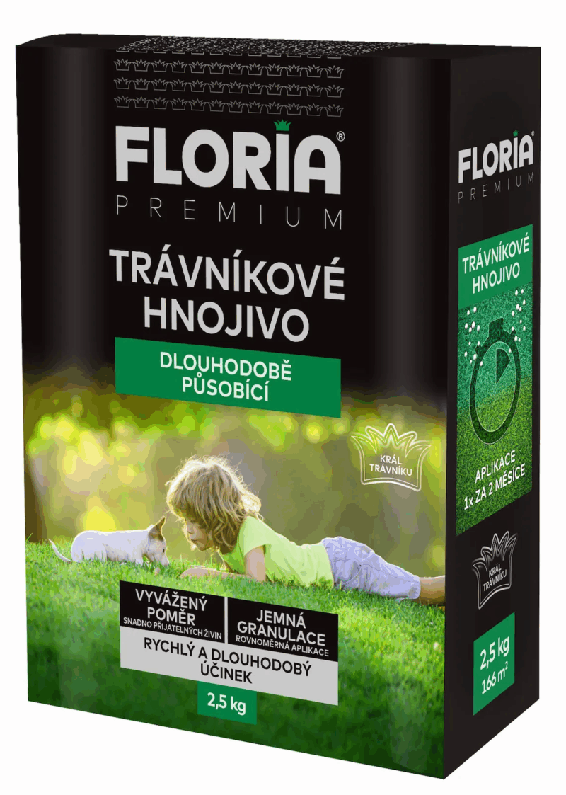 Dlhodobopôsobiace trávnikové hnojivo 2,5kg/6K Floria