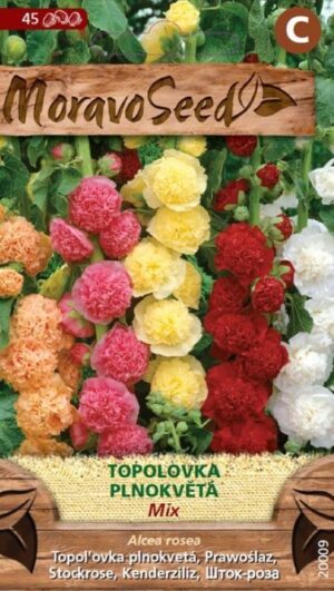 Topoľovka MS Slezová ruža - plnokvetá zmes, trvalka  (Alcea rosea), 0,7g/ 45s.